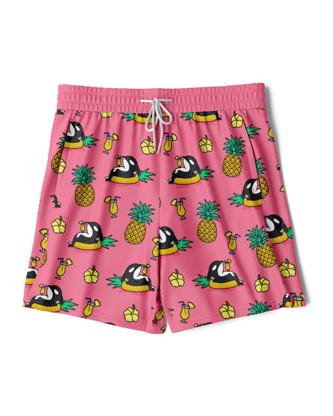 Chiller Whale Pineapple Orca Pink 2-in-1 Sport Shorts