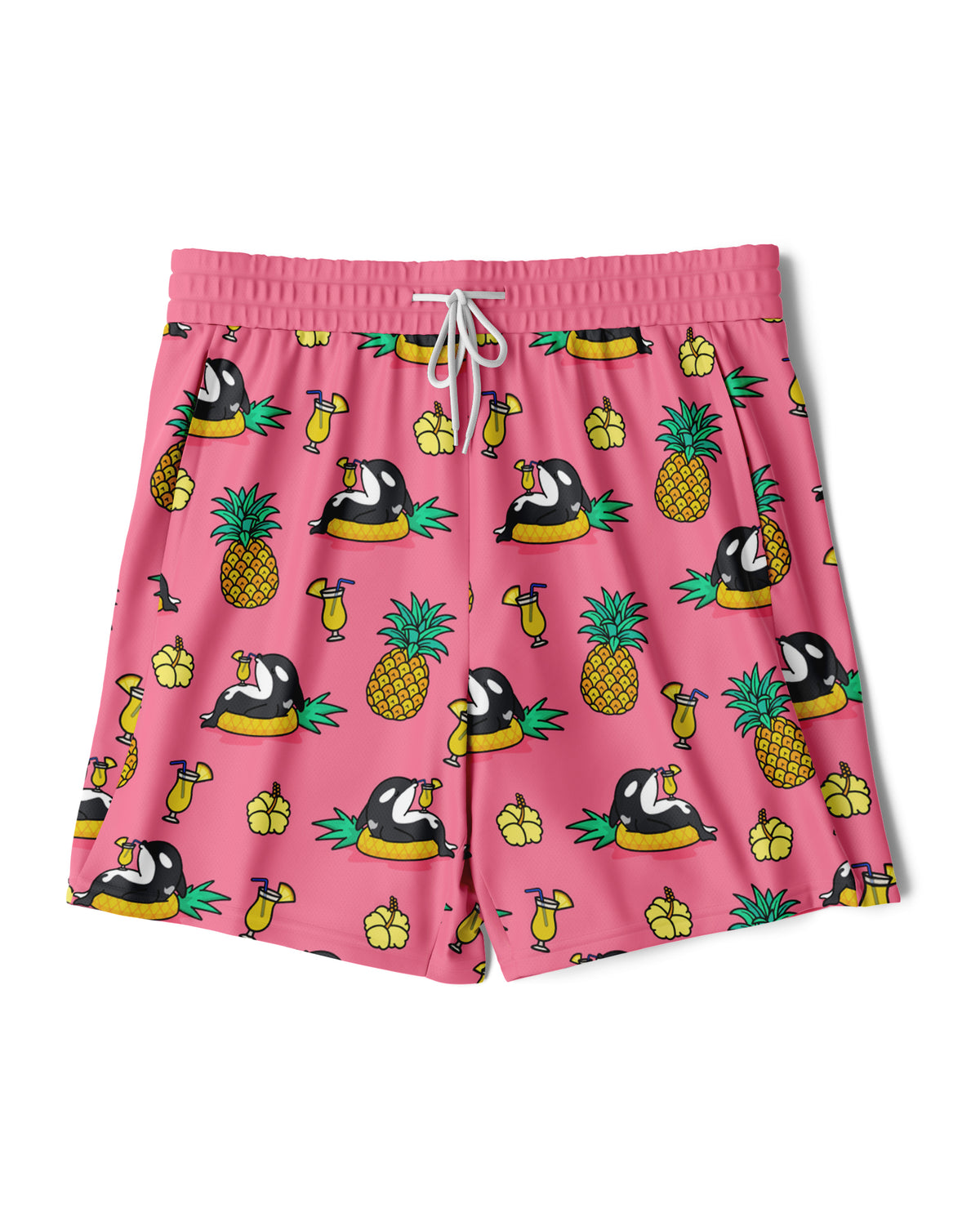 Chiller Whale Pineapple Orca Pink 2-in-1 Sport Shorts