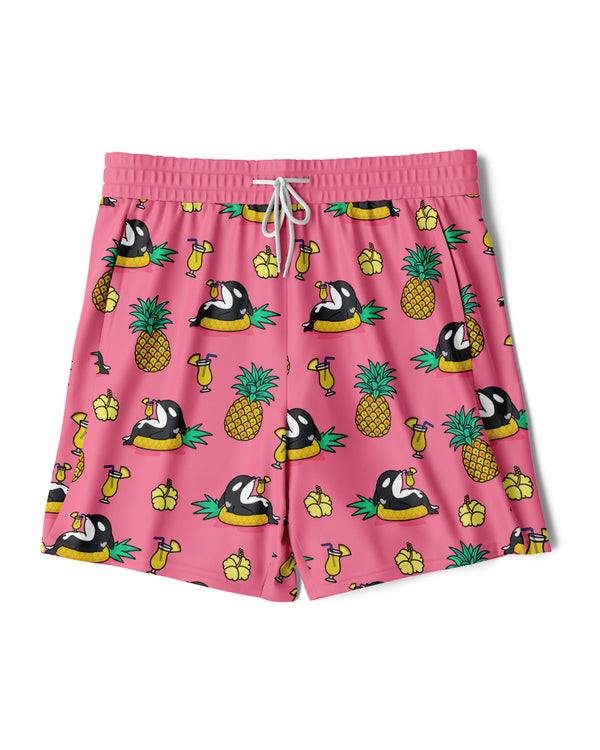 Chiller Whale Pineapple Orca Pink 2-in-1 Sport Shorts