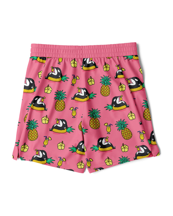 Chiller Whale Pineapple Orca Pink 2-in-1 Sport Shorts