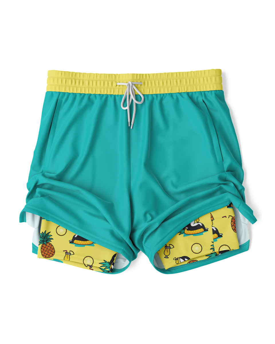 Chiller Whale Pineapple Orca 2-in-1 Sport Shorts