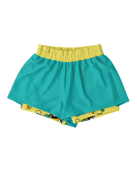 Chiller Whale Pineapple Orca Women's 2-in-1 Sport Shorts