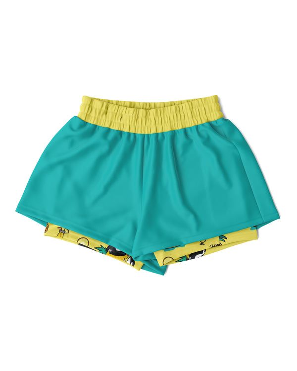 Chiller Whale Pineapple Orca Women's 2-in-1 Sport Shorts