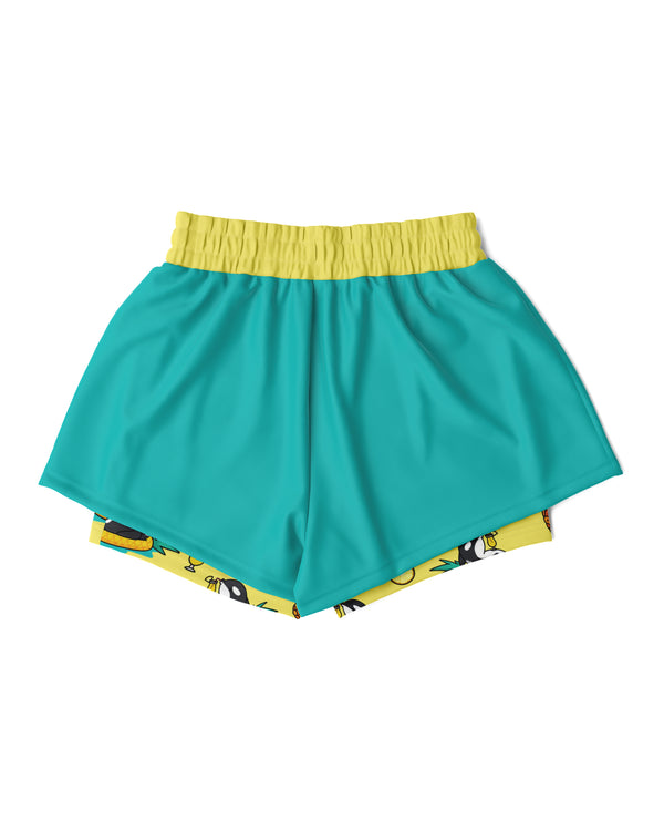 Chiller Whale Pineapple Orca Women's 2-in-1 Sport Shorts