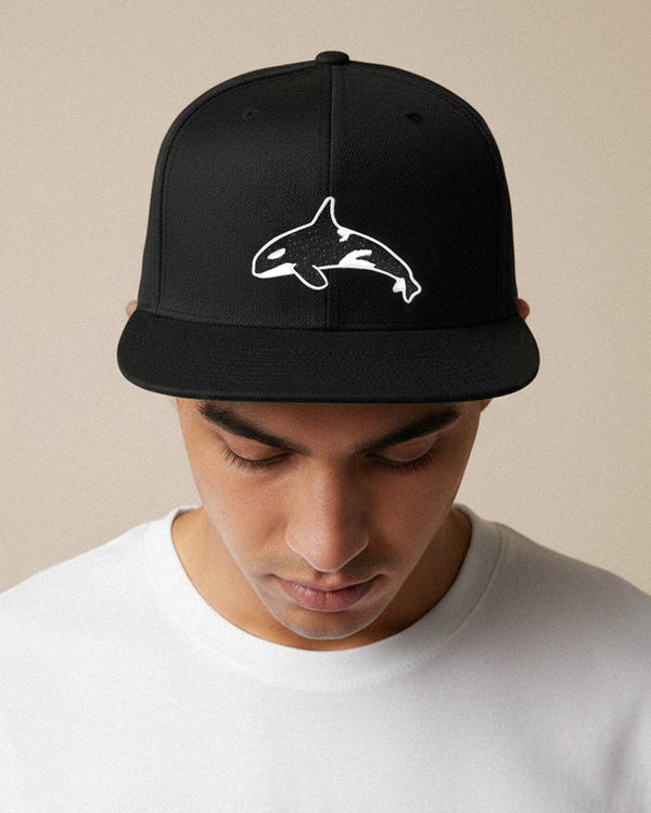 Black And White Orca Snapback Hat