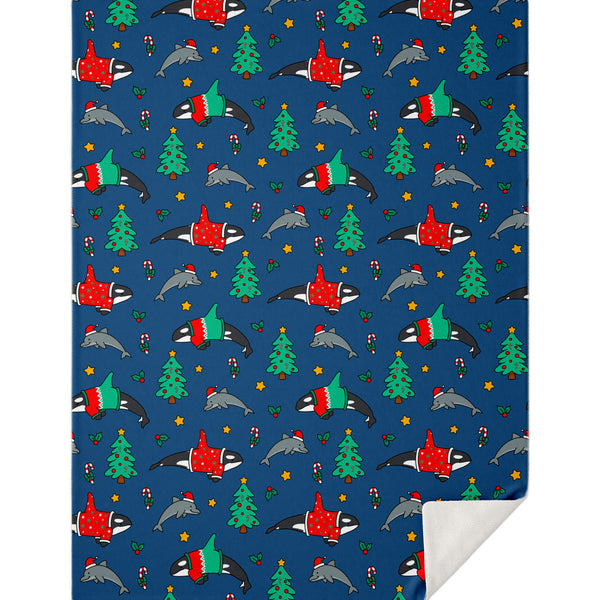 Christmas Orca Dolphin Blanket