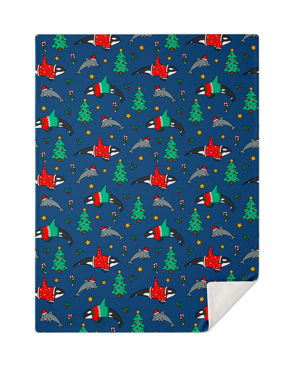 Christmas Orca Dolphin Blanket