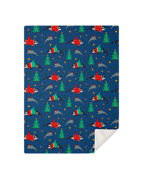Christmas Orca Dolphin Blanket