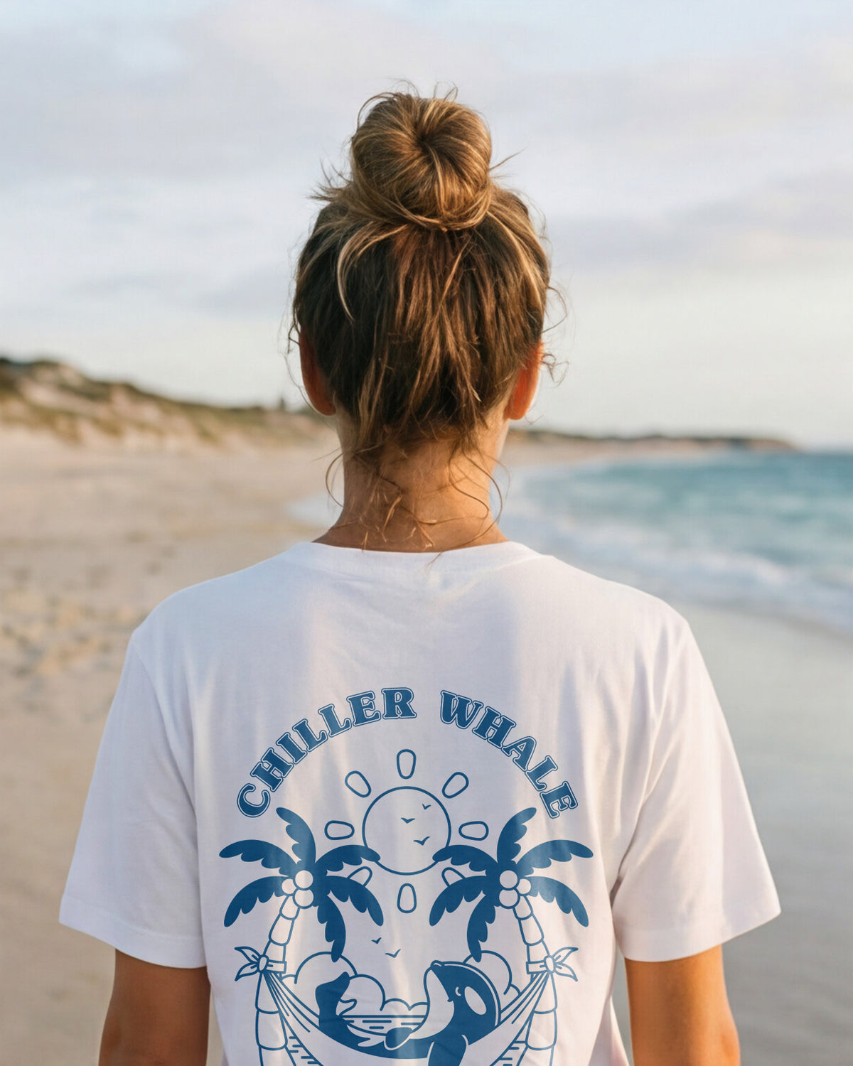 Chiller Whale Palm Trees Blue T-Shirt