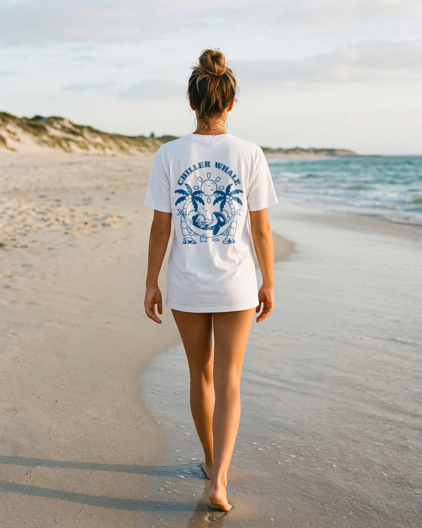 Chiller Whale Palm Trees Blue T-Shirt