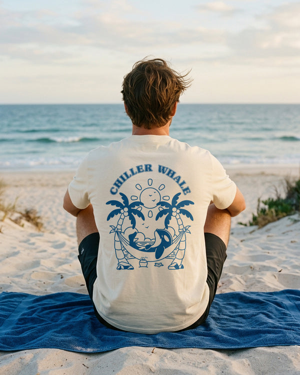 Chiller Whale Palm Trees Blue T-Shirt