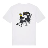 Chiller Whale Sunnies organic cotton t-shirt with relaxed orca wearing sunglasses design back view