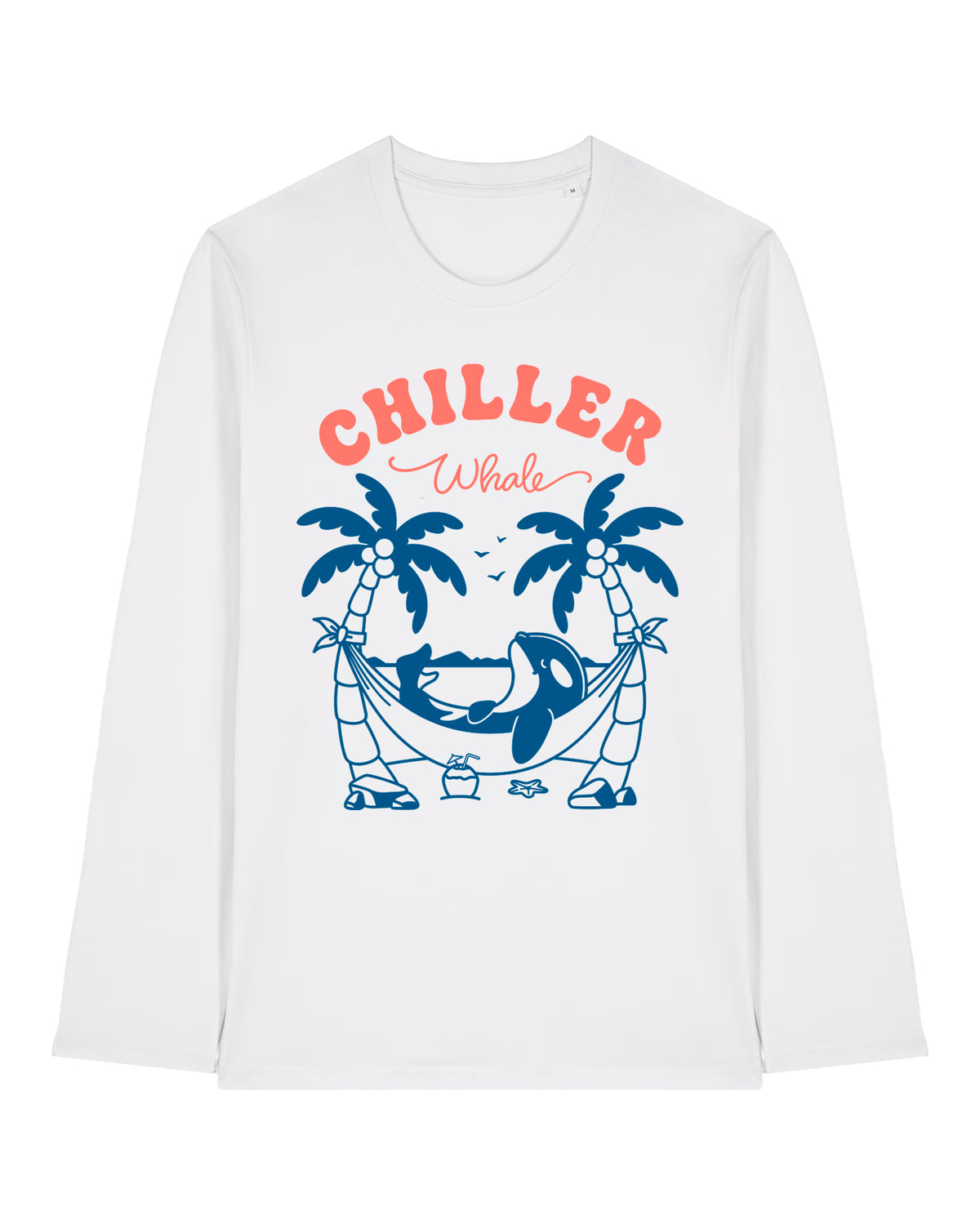 Chiller Whale Palm Trees Blue Long Sleeve T-Shirt