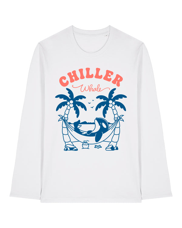 Chiller Whale Palm Trees Blue Long Sleeve T-Shirt
