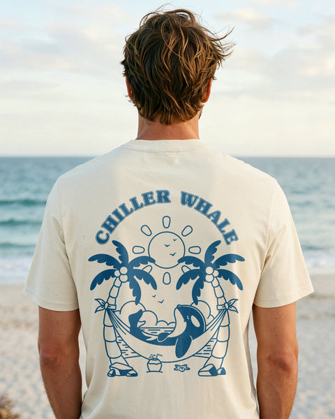 Chiller Whale Palm Trees Blue T-Shirt