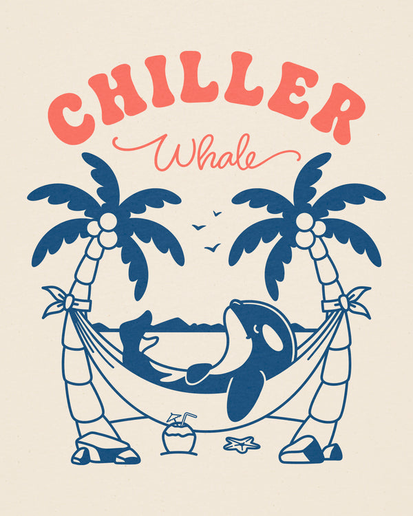 Chiller Whale Palm Trees Blue Lightweight T-Shirt