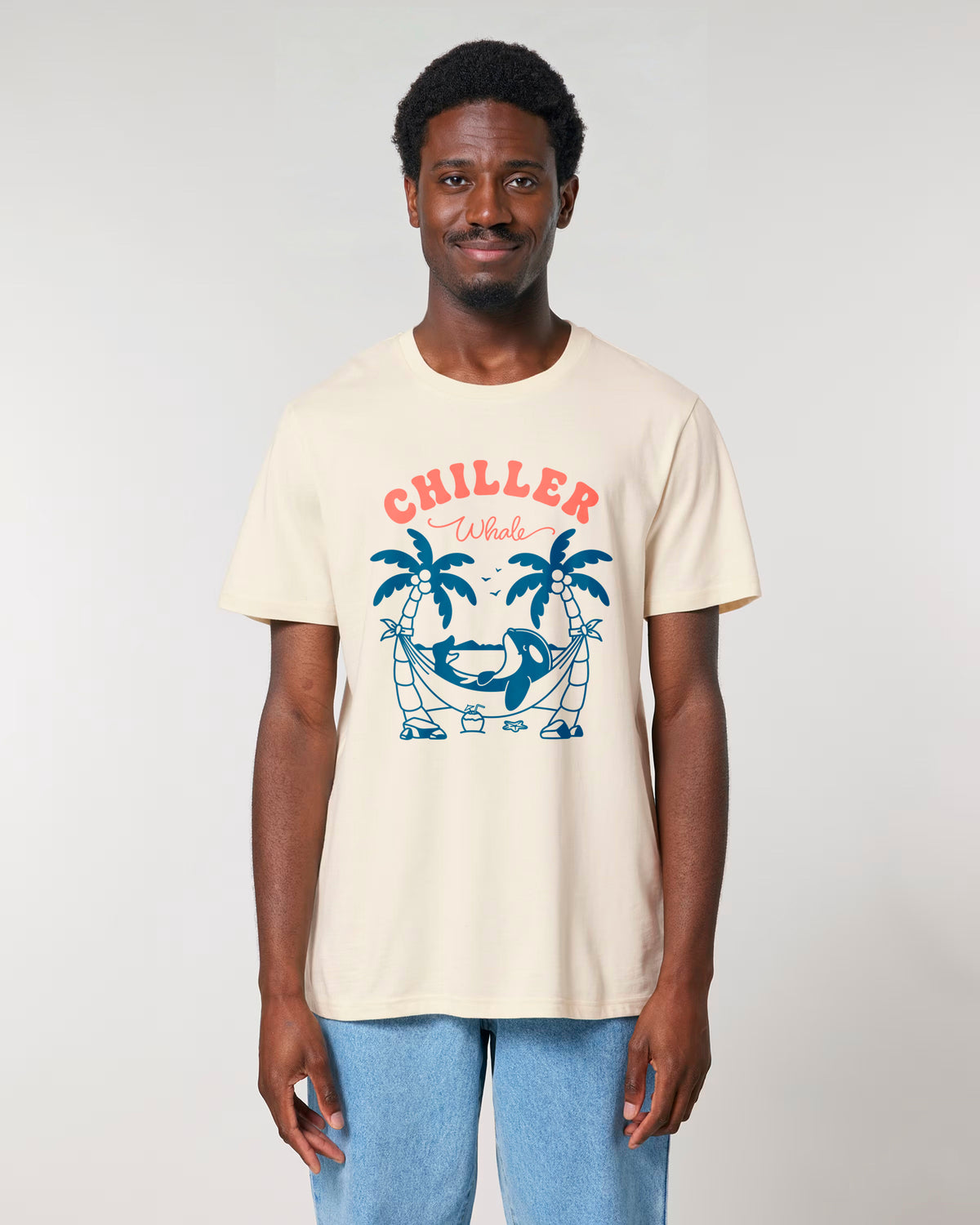 Chiller Whale Palm Trees Blue Lightweight T-Shirt