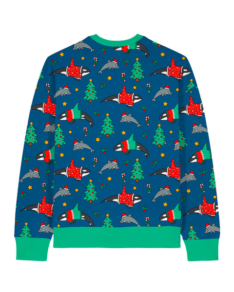 Christmas Orca Dolphin AOP Sweatshirt