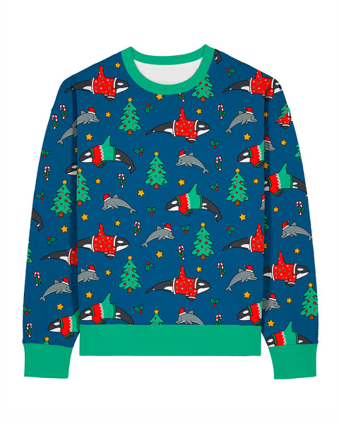 Christmas Orca Dolphin AOP Sweatshirt