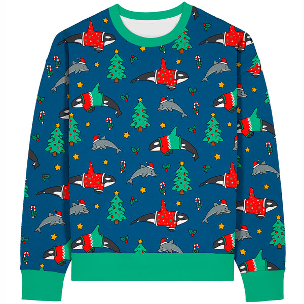 Christmas Orca Dolphin AOP Sweatshirt