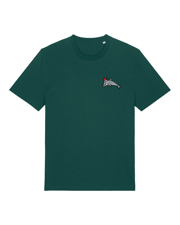 Christmas Dolphin Embroidered T-Shirt