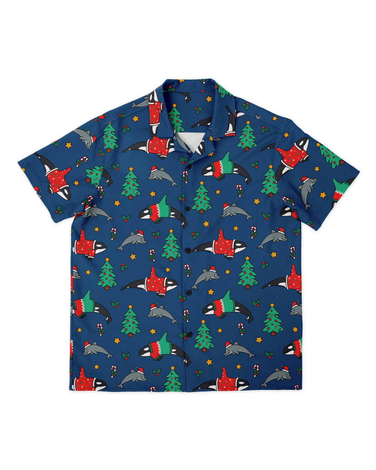 Christmas Orca Dolphin Button Up Shirt