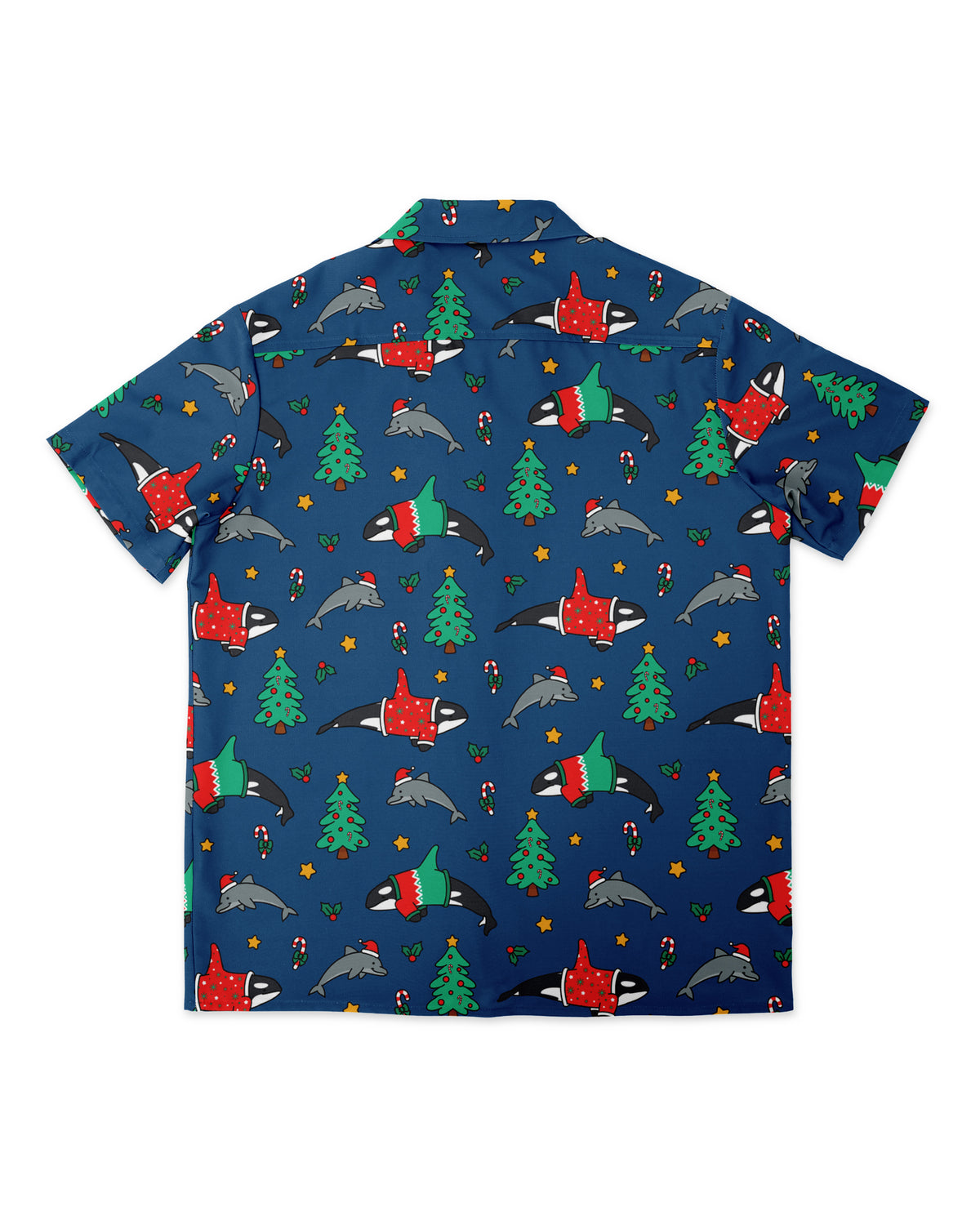 Christmas Orca Dolphin Button Up Shirt
