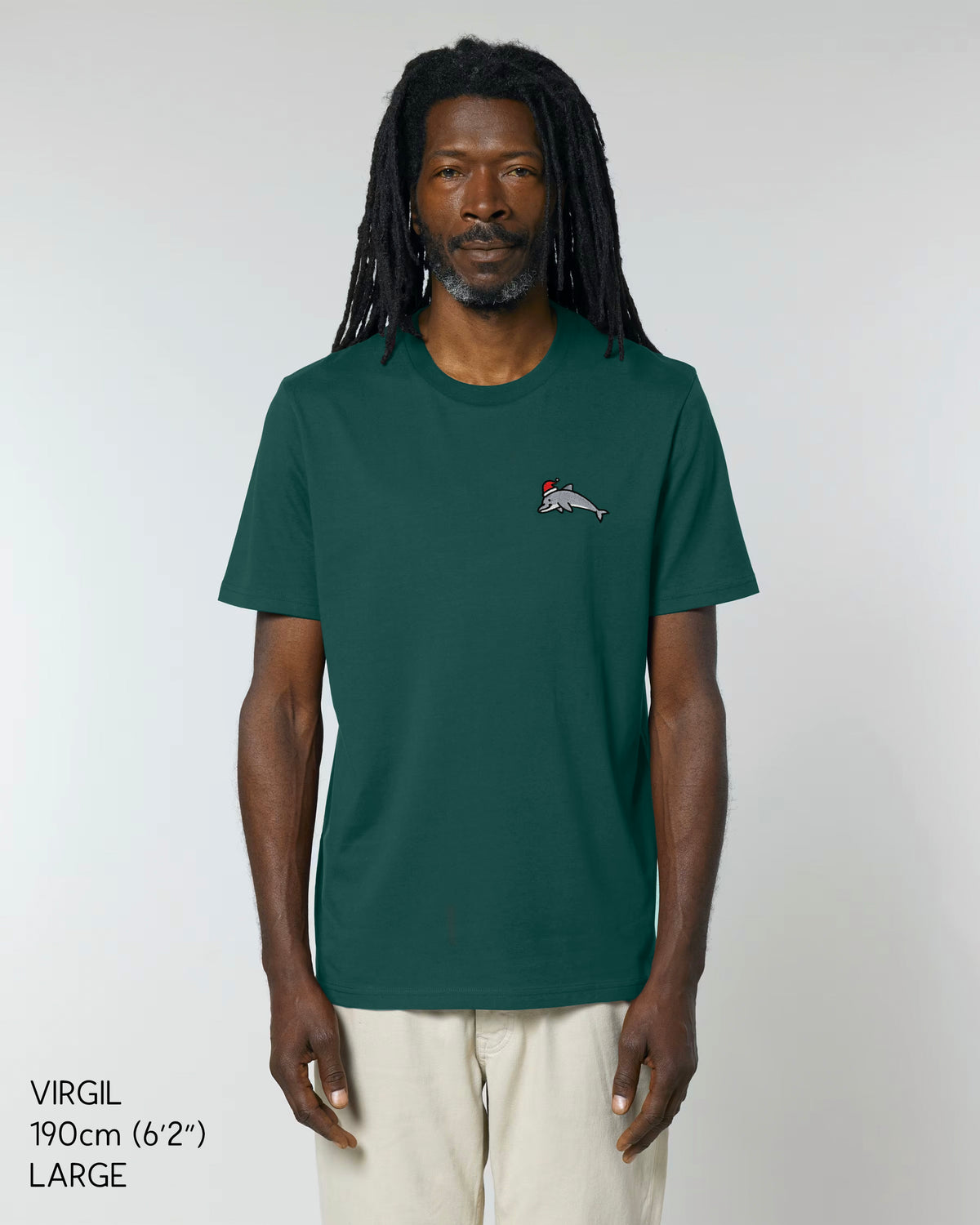 Christmas Dolphin Embroidered T-Shirt