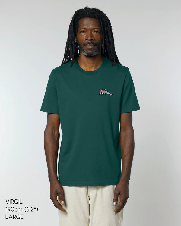 Christmas Dolphin Embroidered T-Shirt