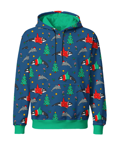 Christmas Orca Dolphin AOP Hoodie