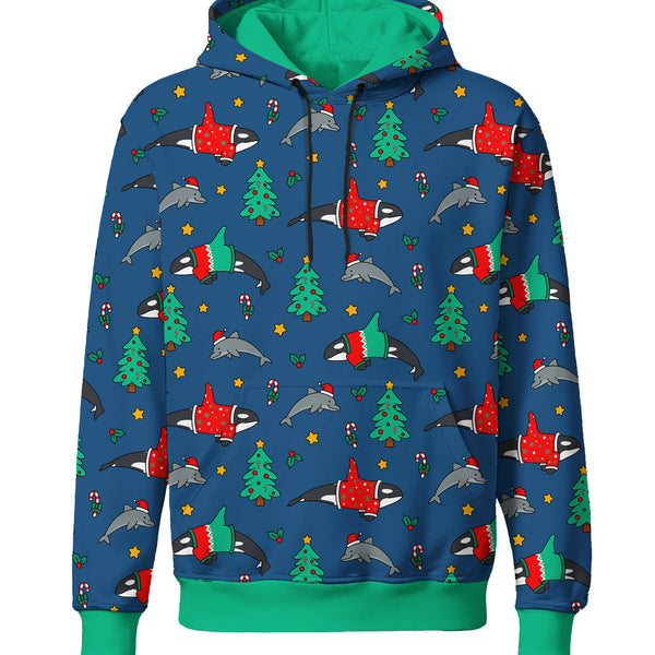 Christmas Orca Dolphin AOP Hoodie