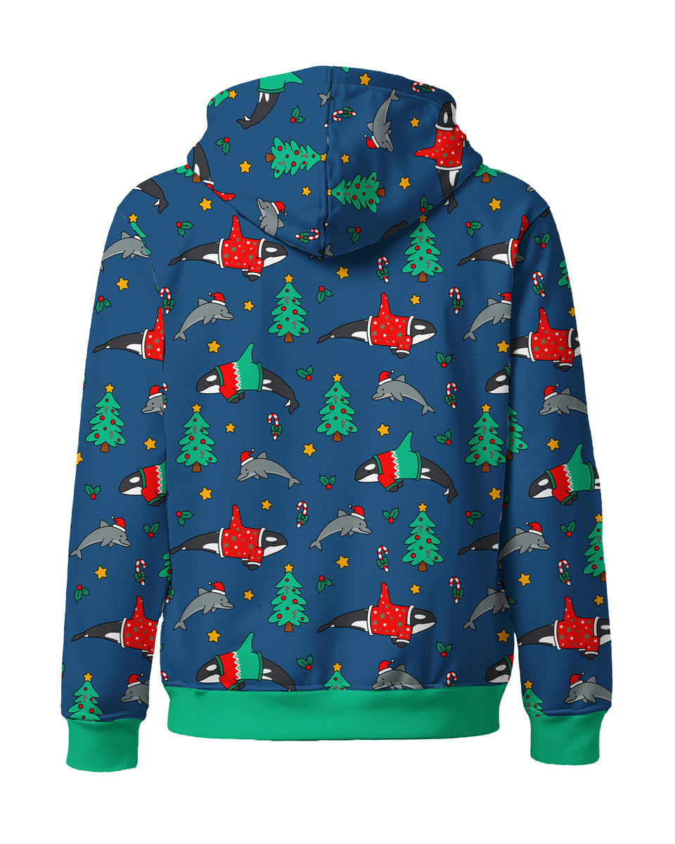 Christmas Orca Dolphin AOP Hoodie