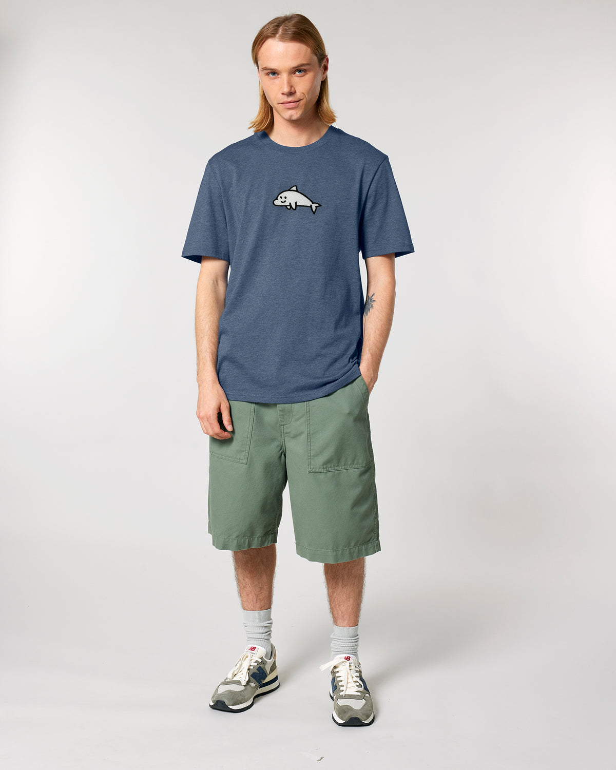 Dolphamine Front Heather Embroidered T-Shirt