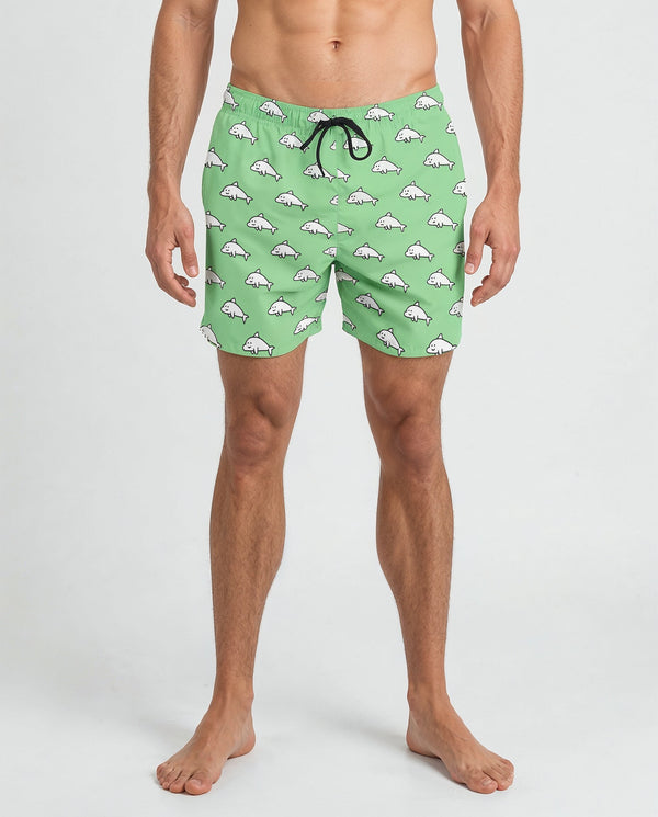 Dolphamine Green Swim Trunks