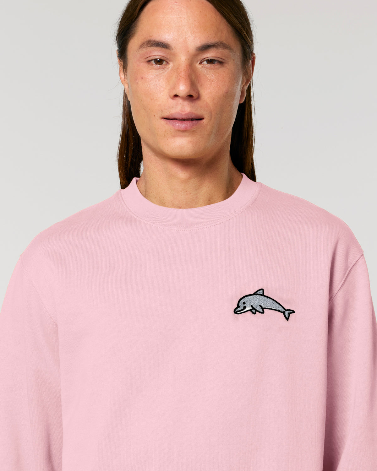 Dolphin Embroidered Pink Sweatshirt
