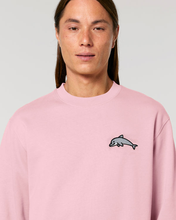 Dolphin Embroidered Pink Sweatshirt