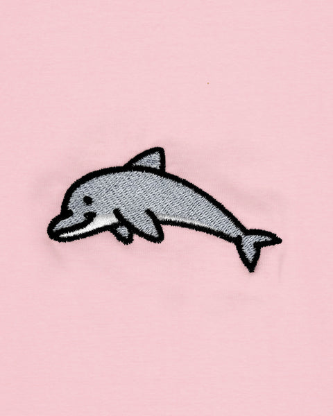 Dolphin Embroidered Pink T-Shirt
