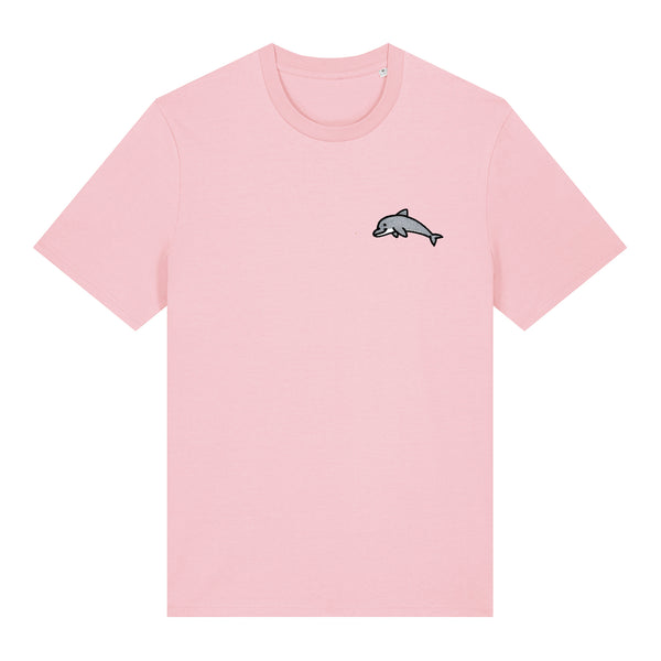 Dolphin Embroidered Pink T-Shirt