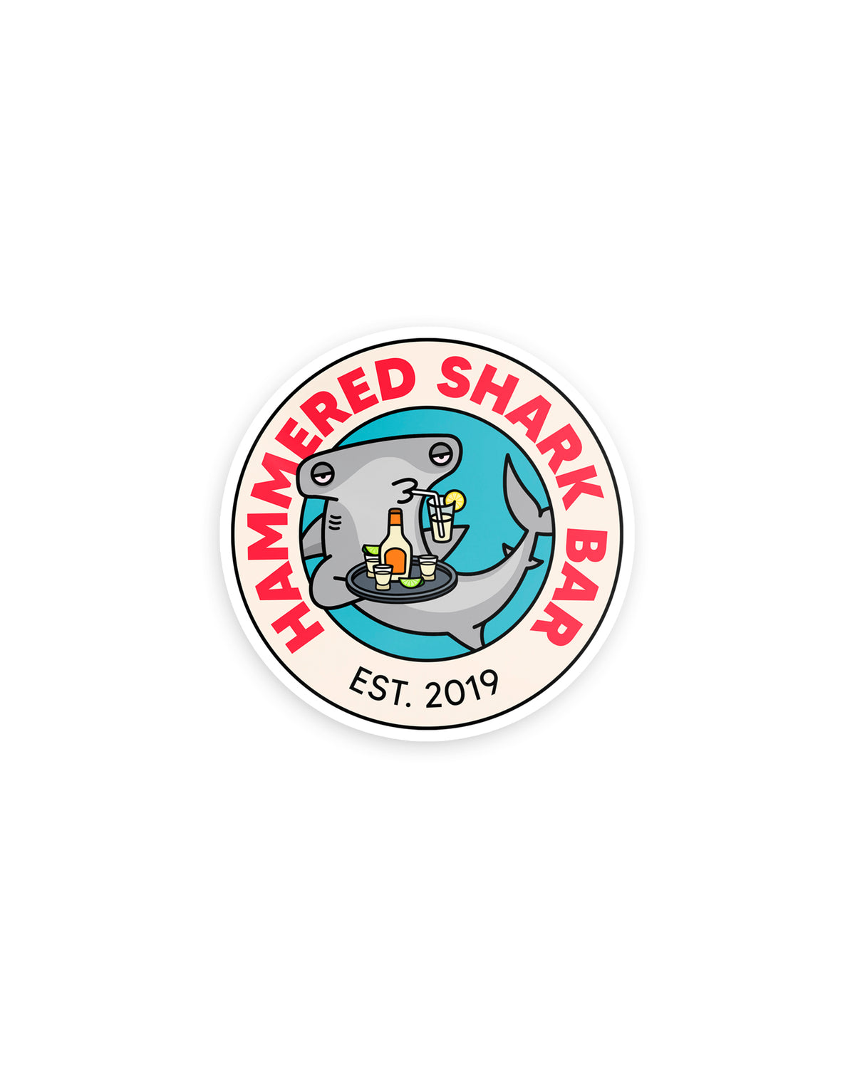 Hammered Shark Bar Circle Sticker