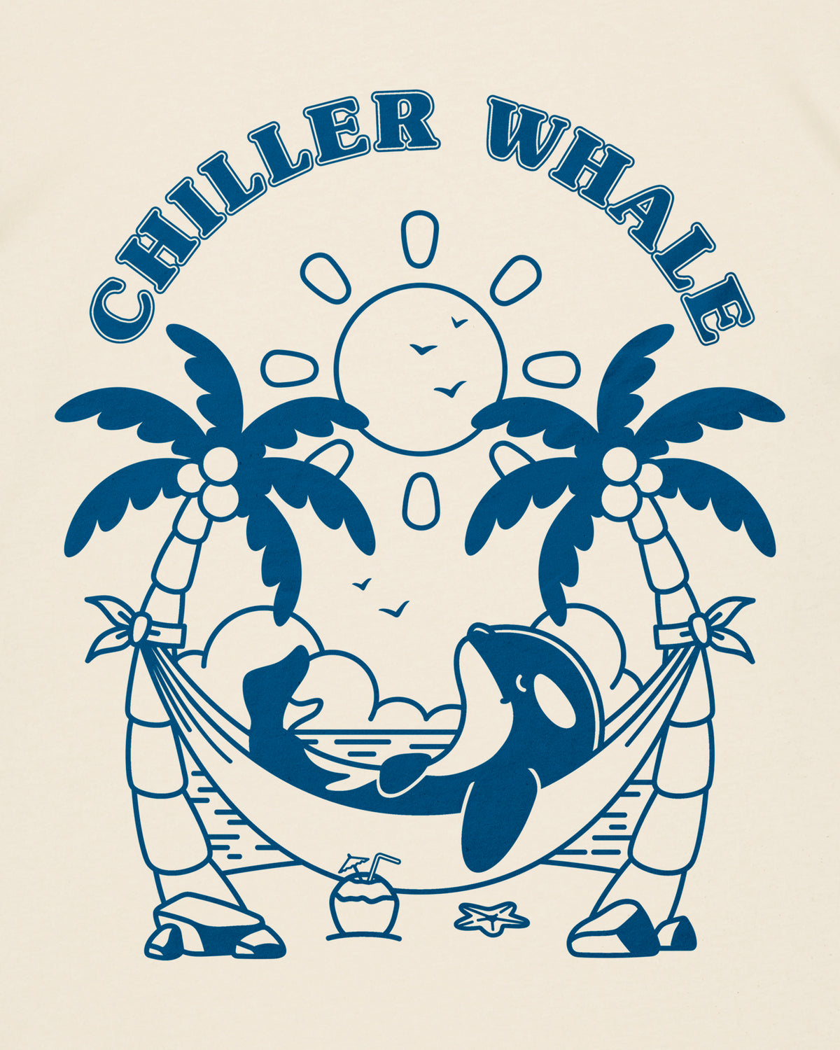 Chiller Whale Palm Trees Blue T-Shirt