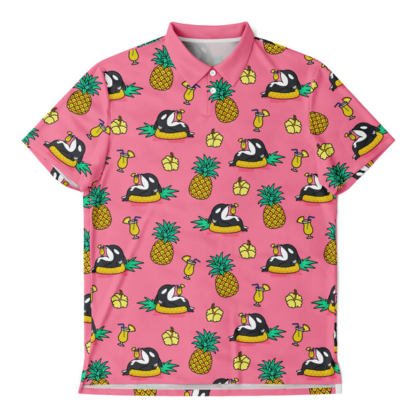 Chiller Whale Pineapple Pink Sport Polo