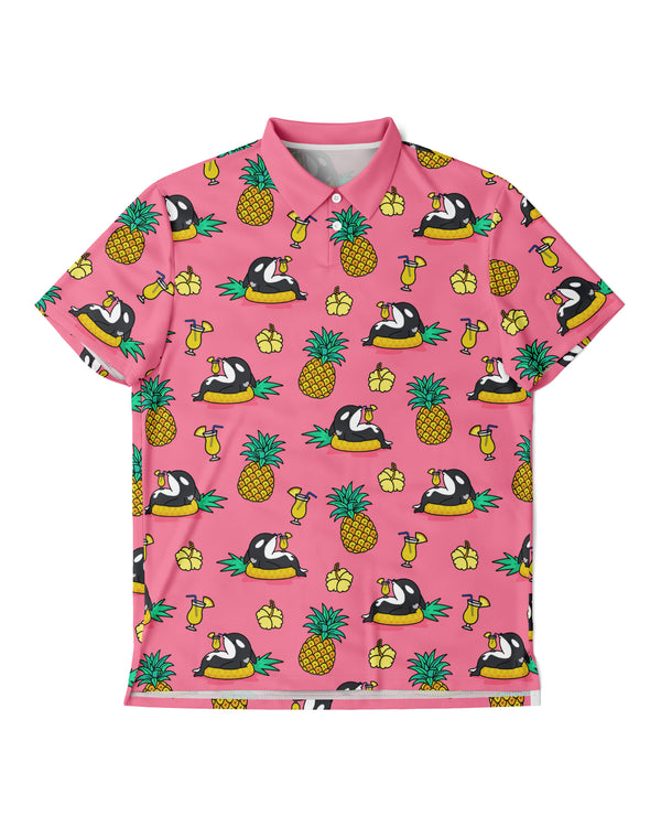 Chiller Whale Pineapple Pink Sport Polo