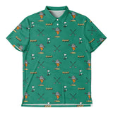 Golphin Player 008 all-over print sport polo with dolphin golf pattern design front view