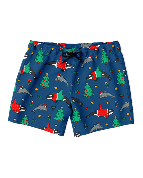 Christmas Orca Dolphin Swim Trunks