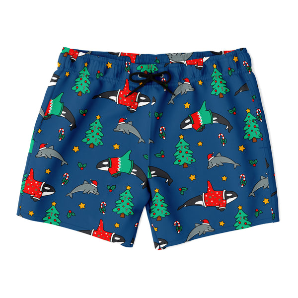 Christmas Orca Dolphin Swim Trunks