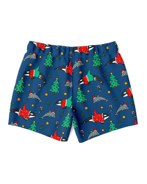 Christmas Orca Dolphin Swim Trunks