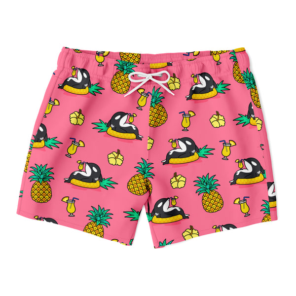 Chiller Whale Pineapple Pink Swim Trunks