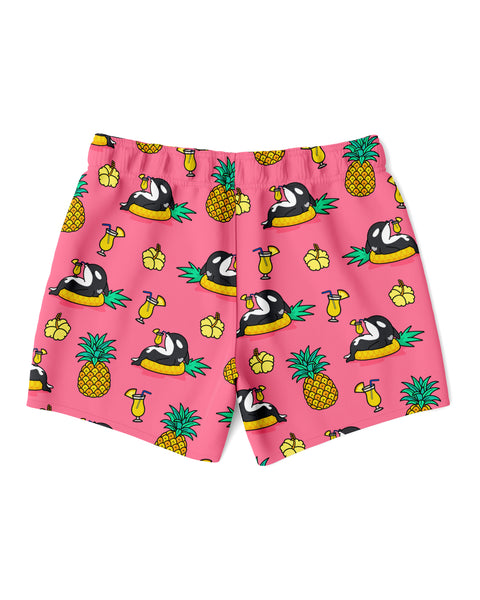 Chiller Whale Pineapple Pink Swim Trunks